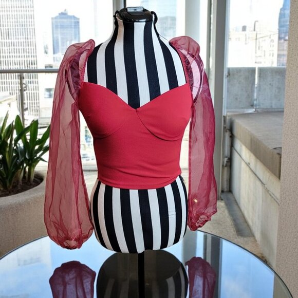 Windsor Tops - Windsor Sheer Sleeve Blouse - Festival - Concert - Date Night - Like New